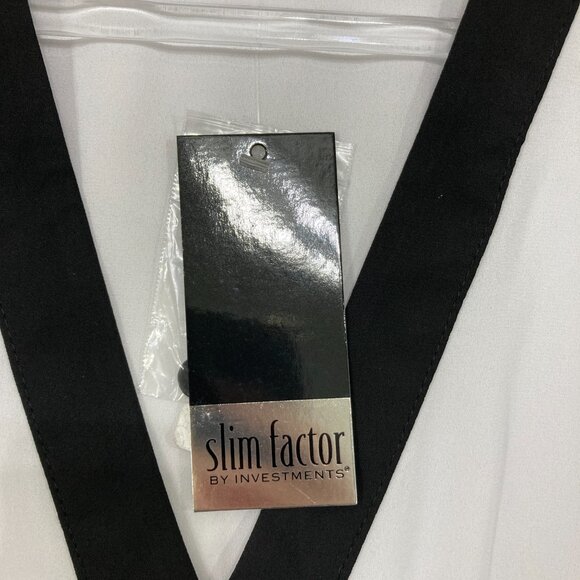 New Investments Large Black White Leaf Print V Neck Stretch Knit Button Up Tunic - Picture 3 of 11